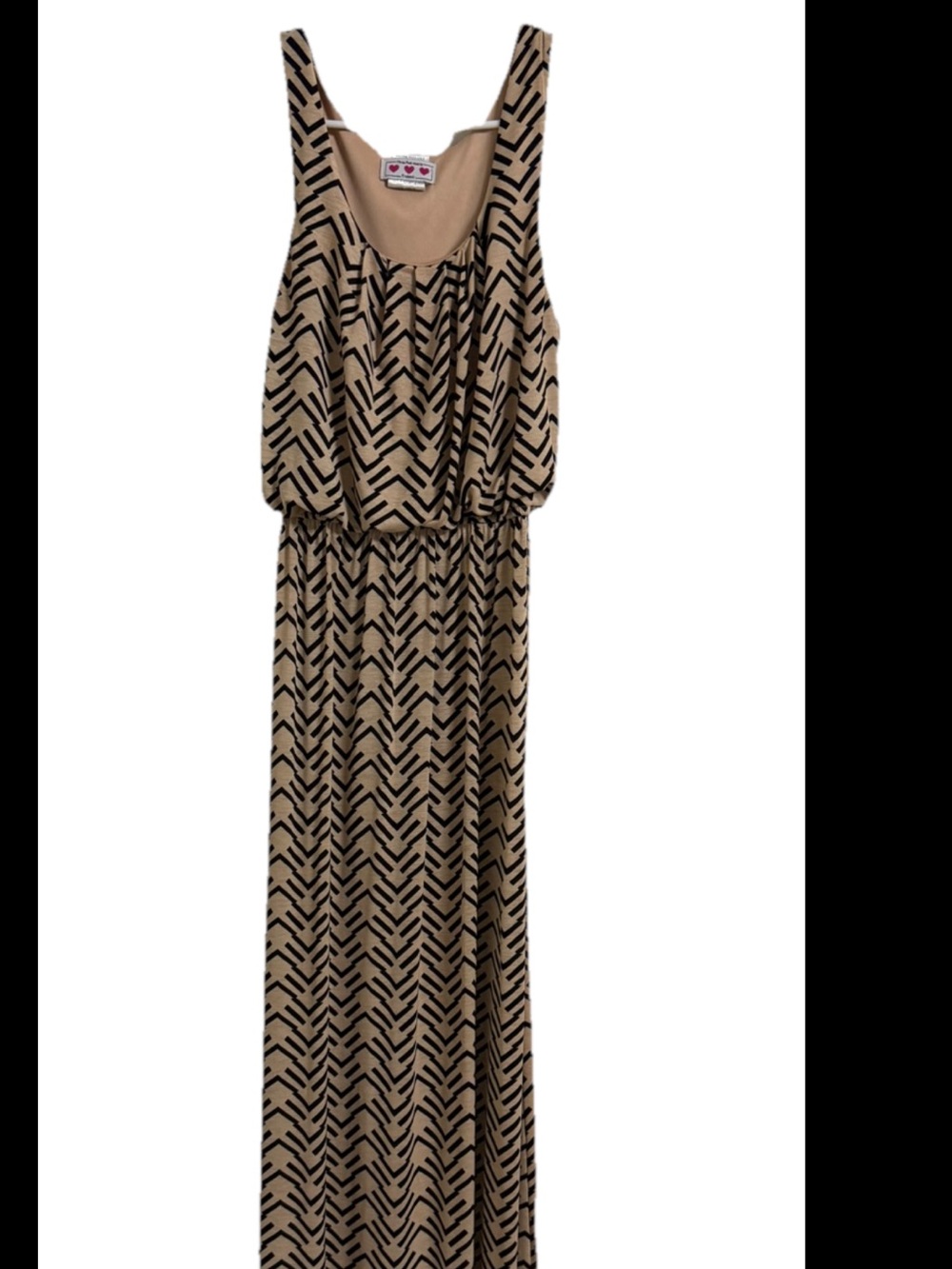 Trixxi Beige and Black Geometric Maxi Dress extra small